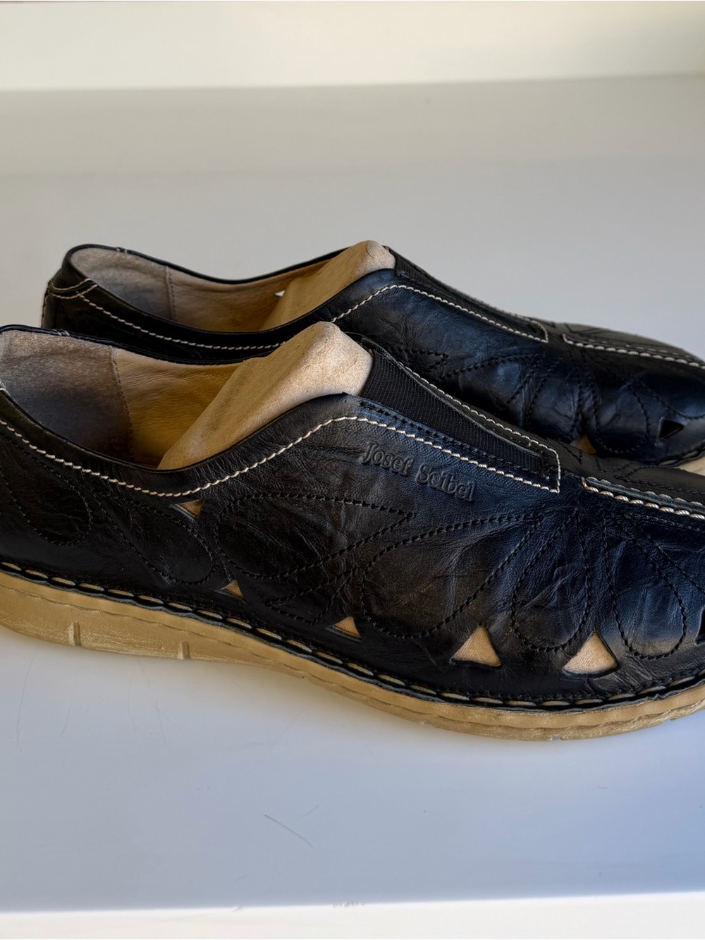 Josef Seibel Sina Black Leather Slip-On Comfort Loafers Women’s US 9 EU 40